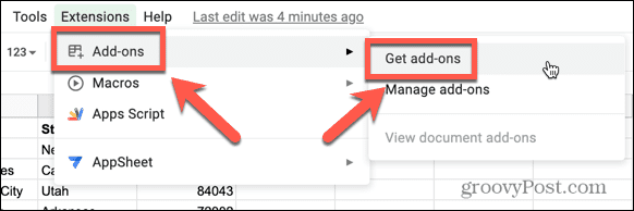 google sheets krijgen add-ons