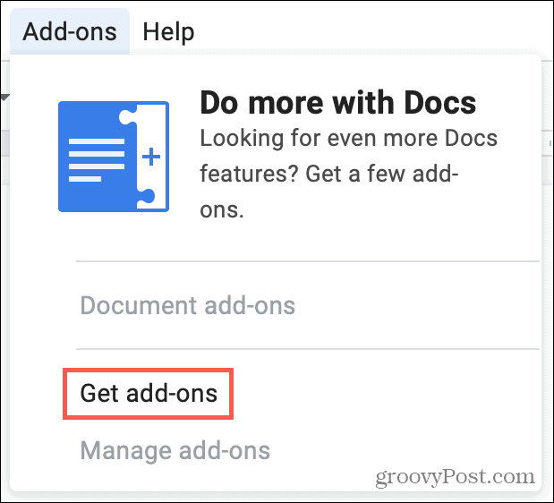 Download add-ons in Google Documenten