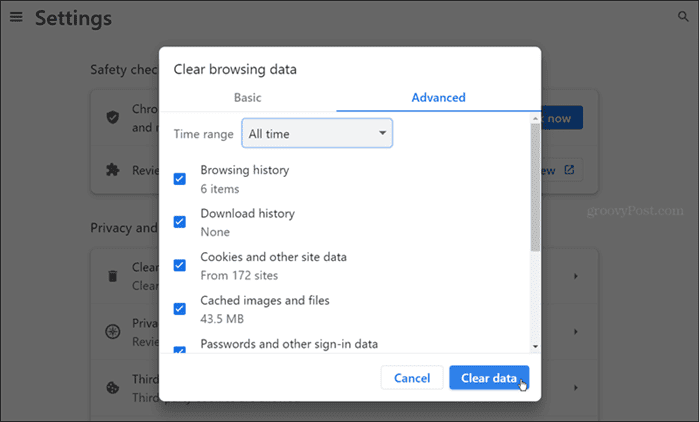 duidelijke Chrome-browsegegevens