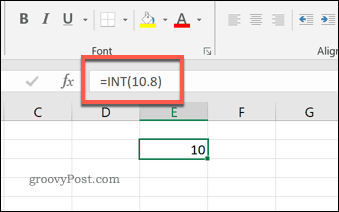 De INT-functie in Excel
