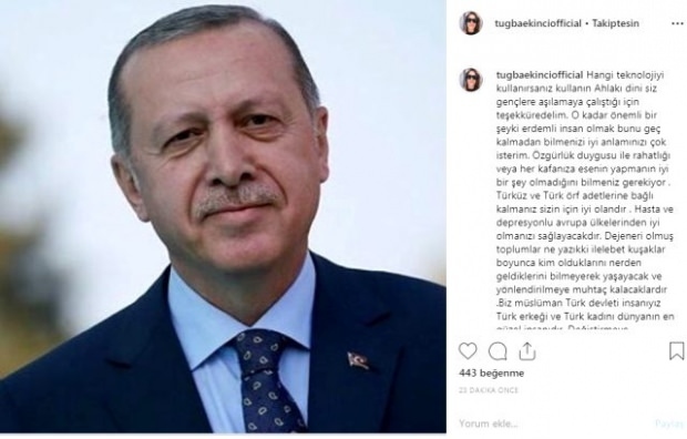 Tuğba Ekinci deelt met president Tayyip Erdoğan