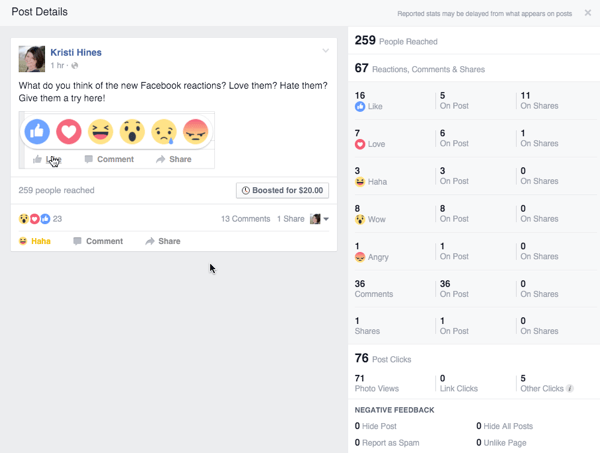 facebook reacties betrokkenheid van post