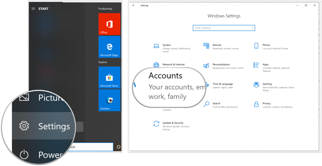 Windows-accounts onder Instellingen