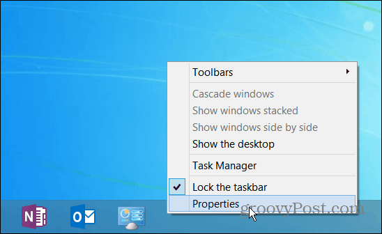 Eigenschappen taakbalk Windows 8.1