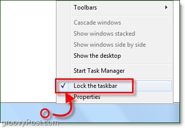hoe de taakbalk te vergrendelen in Windows 7