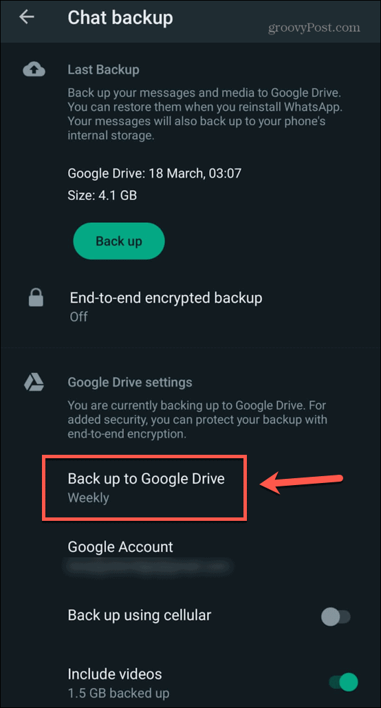 WhatsApp-back-up naar Google Drive