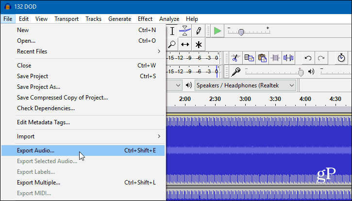 3 Audacity Audio exporteren