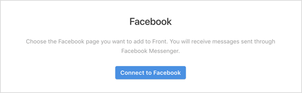 Klik op de knop Verbinden met Facebook in de Front-app.