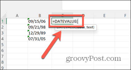 Excel-datumwaarde-formule