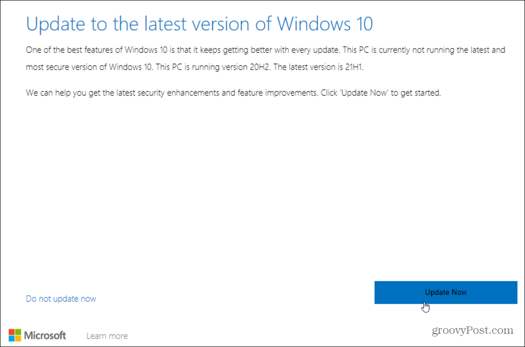 update naar de nieuwste Windows 10-versie