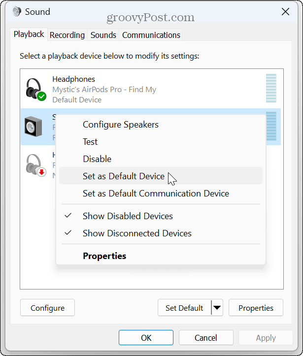 Windows 11 detecteert geen hoofdtelefoon