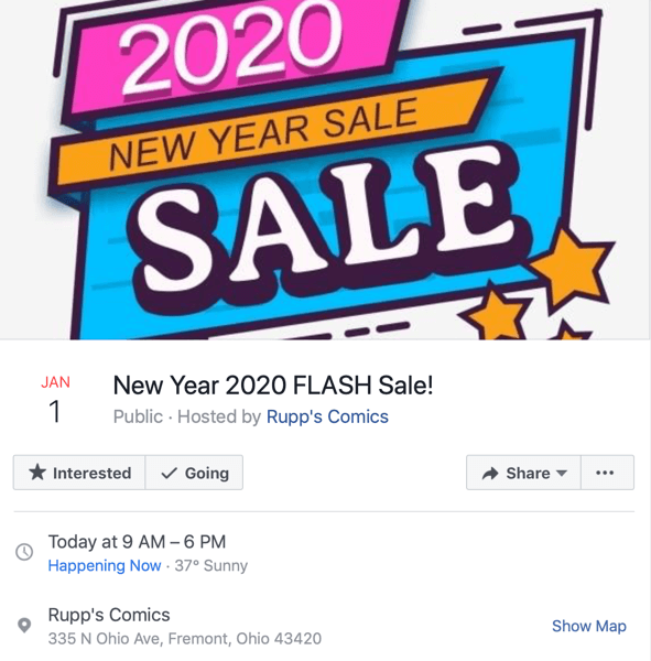 voorbeeld van een Facebook-evenement voor flash-verkoop
