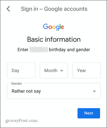 gmail kinderaccount geboortedatum