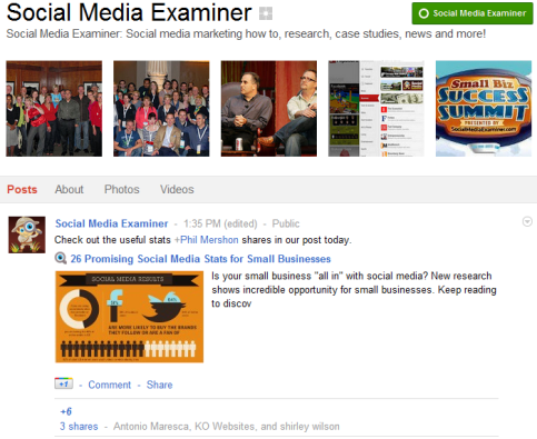 Google+ pagina's - Social Media Examiner