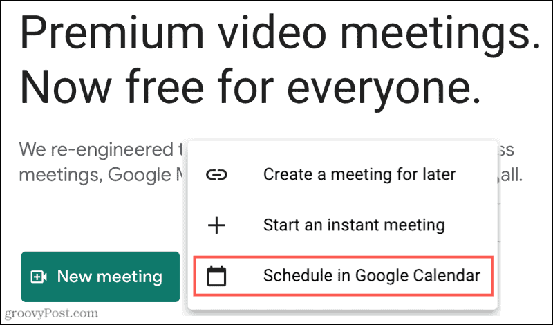 Nieuwe vergadering, plannen in Google Agenda