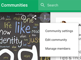 nieuwe google plus community-instellingen