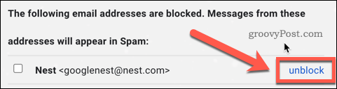 Deblokkeer een gebruiker in Gmail-instellingen