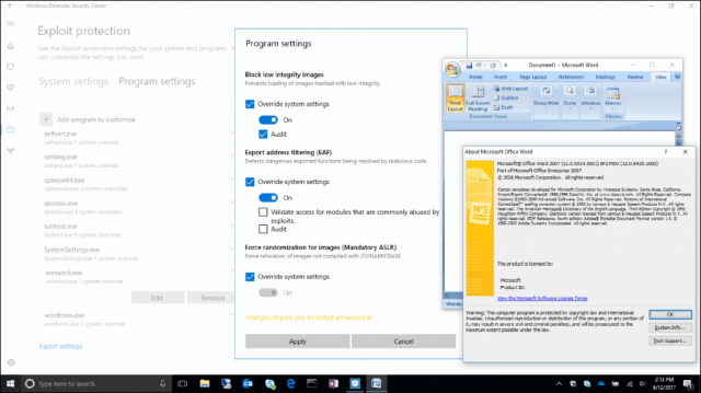 Exploitbeveiliging Windows 10