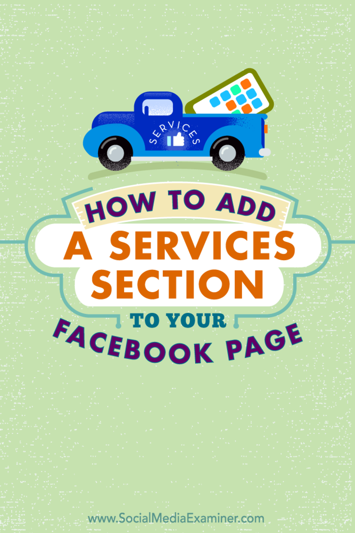 Facebook-pagina services sectie toevoegen
