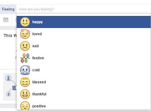 Selecteer een emoji die de emotie weerspiegelt die u op Facebook wilt uiten.