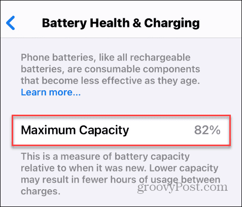 Maximale capaciteit van de batterij