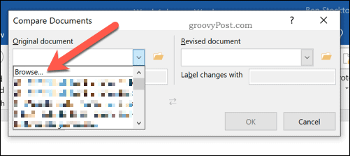 Documenten selecteren om te vergelijken in Microsoft Word