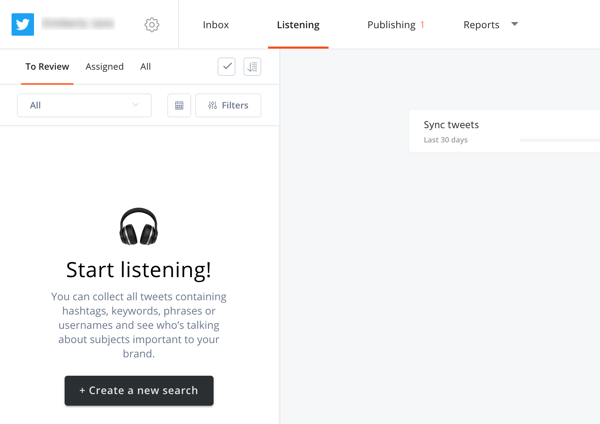 Hoe Agorapulse te gebruiken voor luisteren op sociale media, Stap 2: maak een nieuwe zoekopdracht op het tabblad luisteren.
