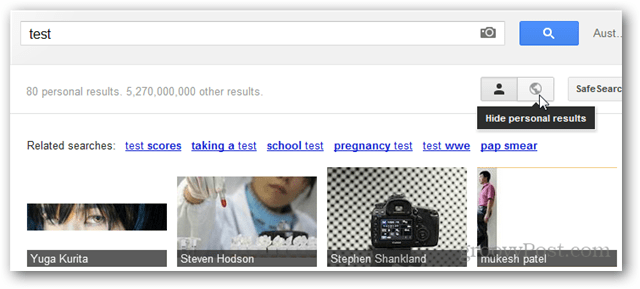 google afbeeldingen persoonlijke resultaten