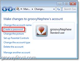 zoek de prompt om een ​​wachtwoord toe te voegen aan een Windows 7-gebruikersaccount