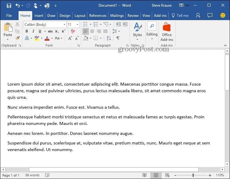 Hoe Lorem Ipsum-tekst in Microsoft Word 2010 en 2007 invoegen