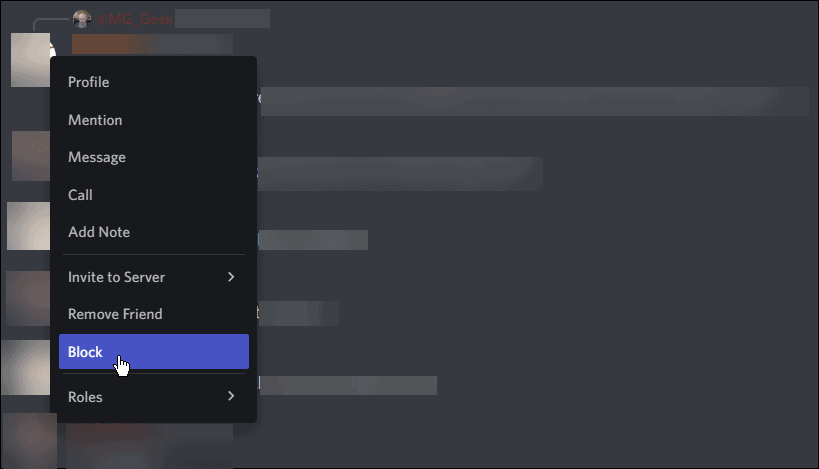 gebruiker blokkeren in Discord