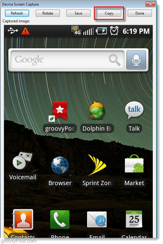Android-screenshot vastgelegd op computer