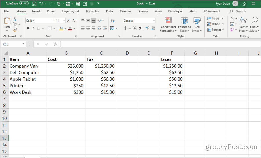 formulecellen kopiëren en plakken in Excel