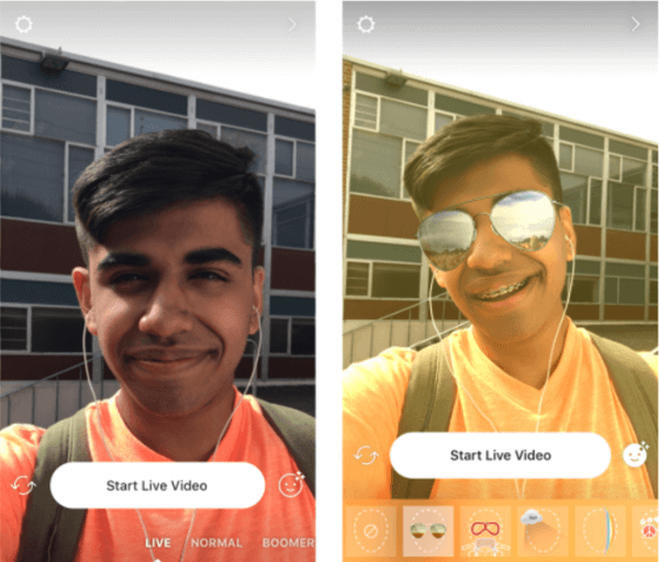 Instagram voegt gezichtsfilters toe aan live video.