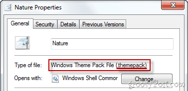 Eigenschappen van Windows Theme Pack-bestanden
