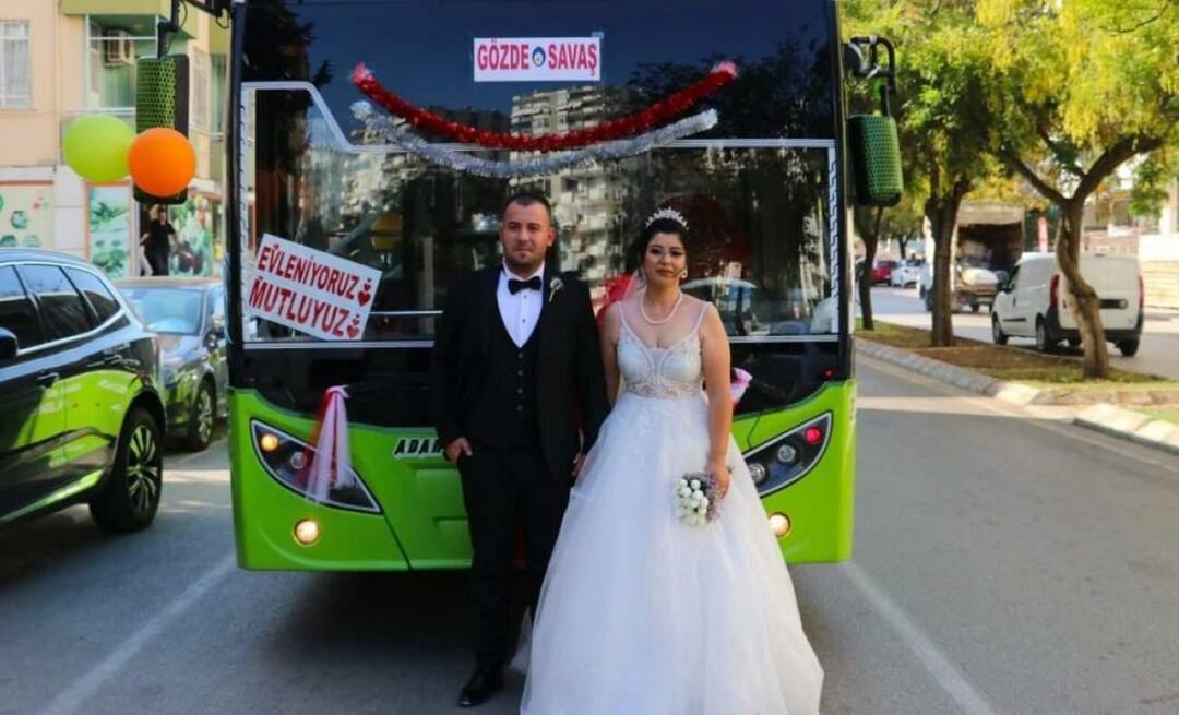 De bus die ze gebruikte werd een bruidsauto! Het stel maakte samen een stadstour