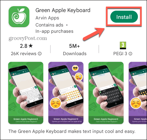 Installeer het groene appel-toetsenbord