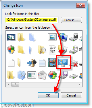Schermafbeelding van Windows 7 - hoe de standaardpictogrammen van Windows 7 te vinden