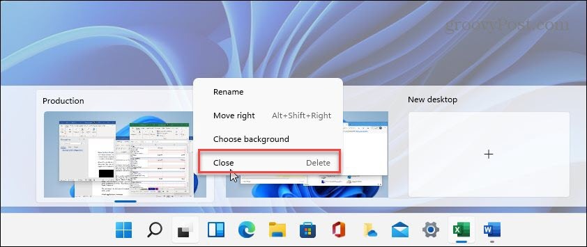 Sluit virtueel bureaublad Windows 11