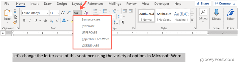 Lettertype wijzigen in Word op Windows