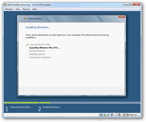 VirtualBox Windows 8 Windows-scherm installeren