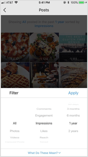 Instagram Insights plaatst filters