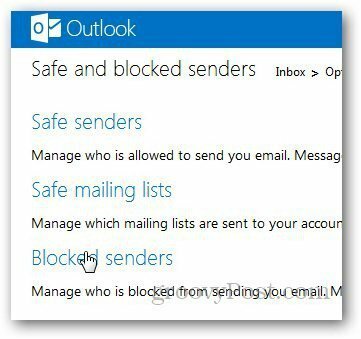 Lijst met geblokkeerde Outlook 3