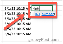 Een INT-formule schrijven in Excel