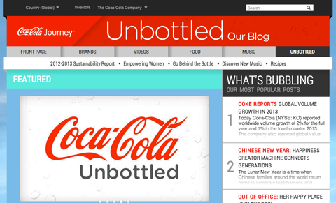 coca-cola's niet-gebottelde blog