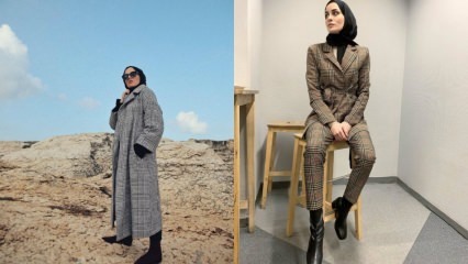 Nieuw seizoen geruite hijab kledingmodellen