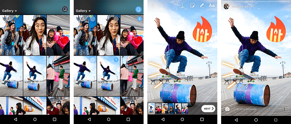 Android-gebruikers hebben nu de mogelijkheid om meerdere foto's en video's tegelijk naar hun Instagramverhalen te uploaden.