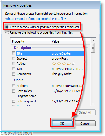 hoe u een kopie kunt maken met alle mogelijke eigenschappen verwijderd in Windows 7