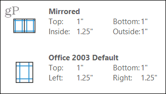 Gespiegelde en Office 2003-marges