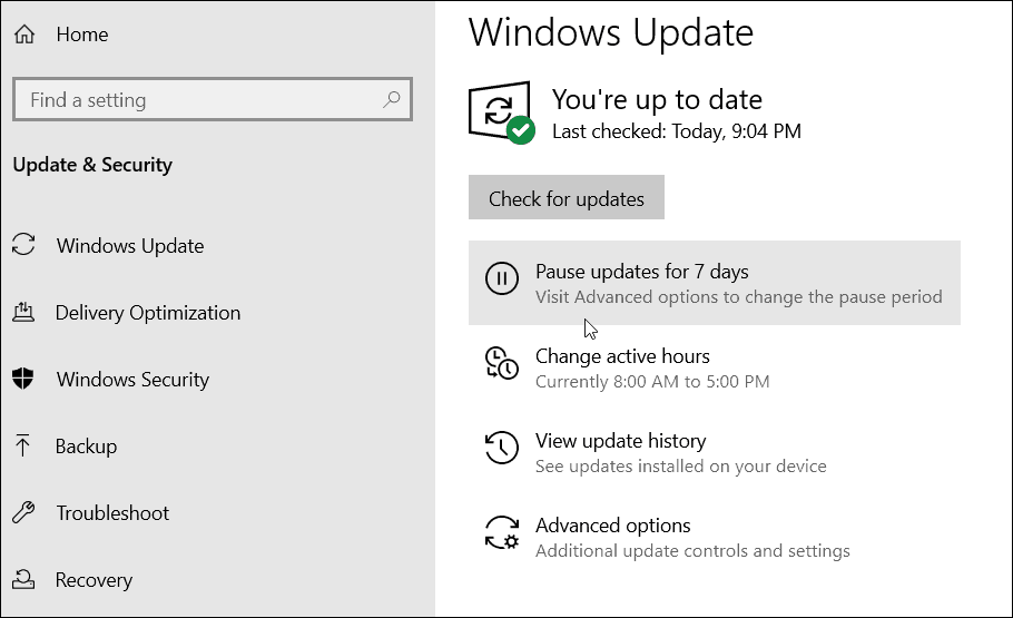Pauzeer Windows 10-updates